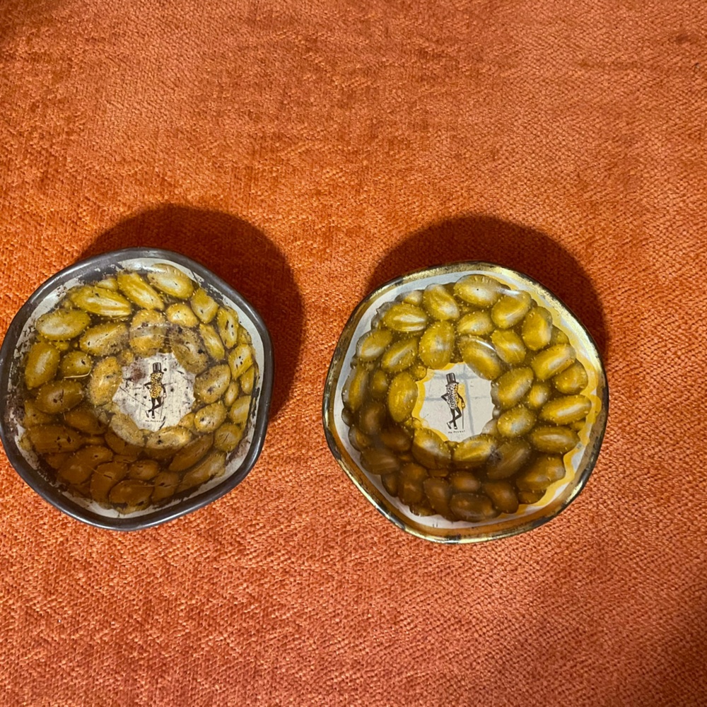 2 Vintage Mr. Peanut Metal Snack Tins